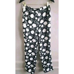 Boden Pants  Black White Floral Print Ludlow Elastic Waist Pockets Women's 6